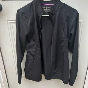 Healing hands black zip up scrub jacket size XS